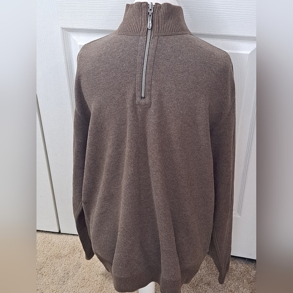 Tommy Bahama Light Brown  1/4 Zip Pullover With Contrasting Color - Picture 2 of 9